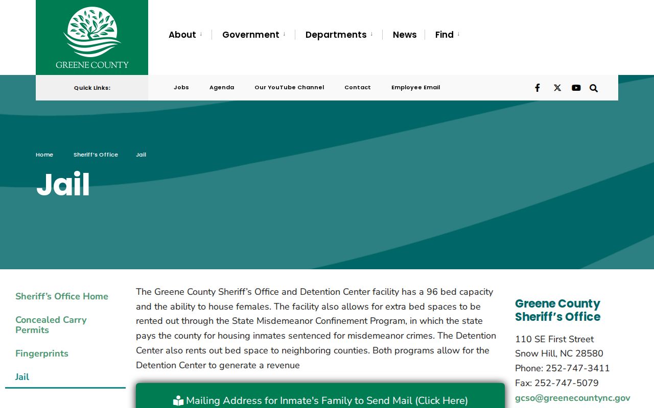Greene County Detention Center 24-hour release information source