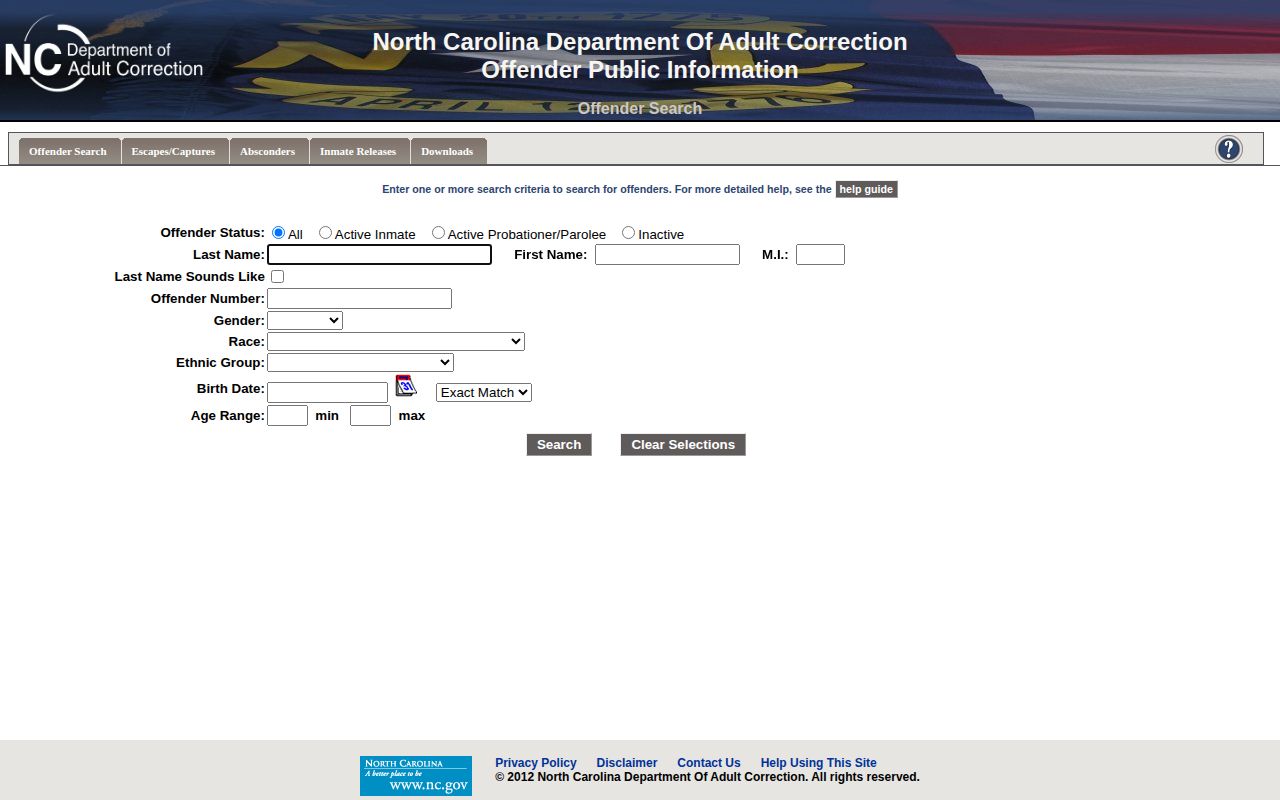NCDAC search for Greene County released inmate photos